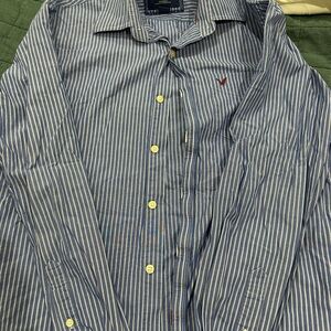 American Eagle Outfitters Blue and White Striped Shirt